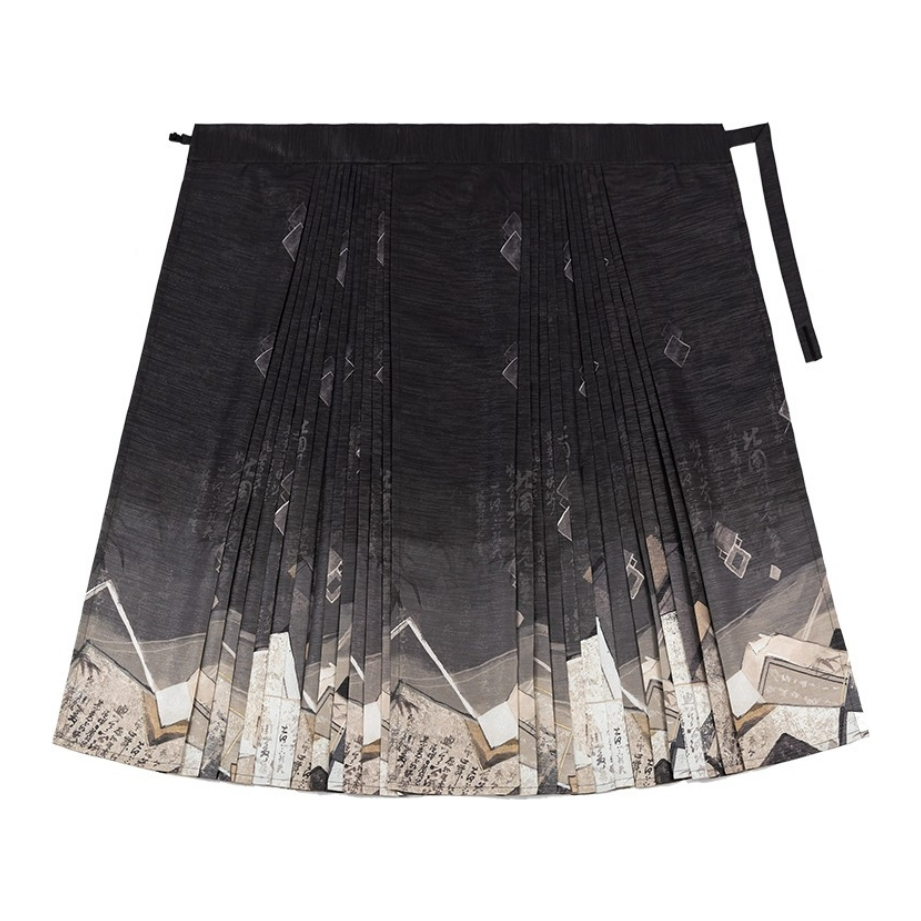 推荐商品：汉尚华莲 一盏香 明制新中式衬衫汉元素改良马面裙汉服 女装 黑/马面裙