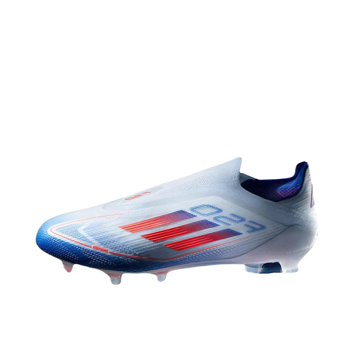 推荐商品：adidas F50 ELITE LL FG 顶级 胶质长钉 天然硬草地 耐用防滑耐磨 足球鞋 白色/红荧光/亮蓝色