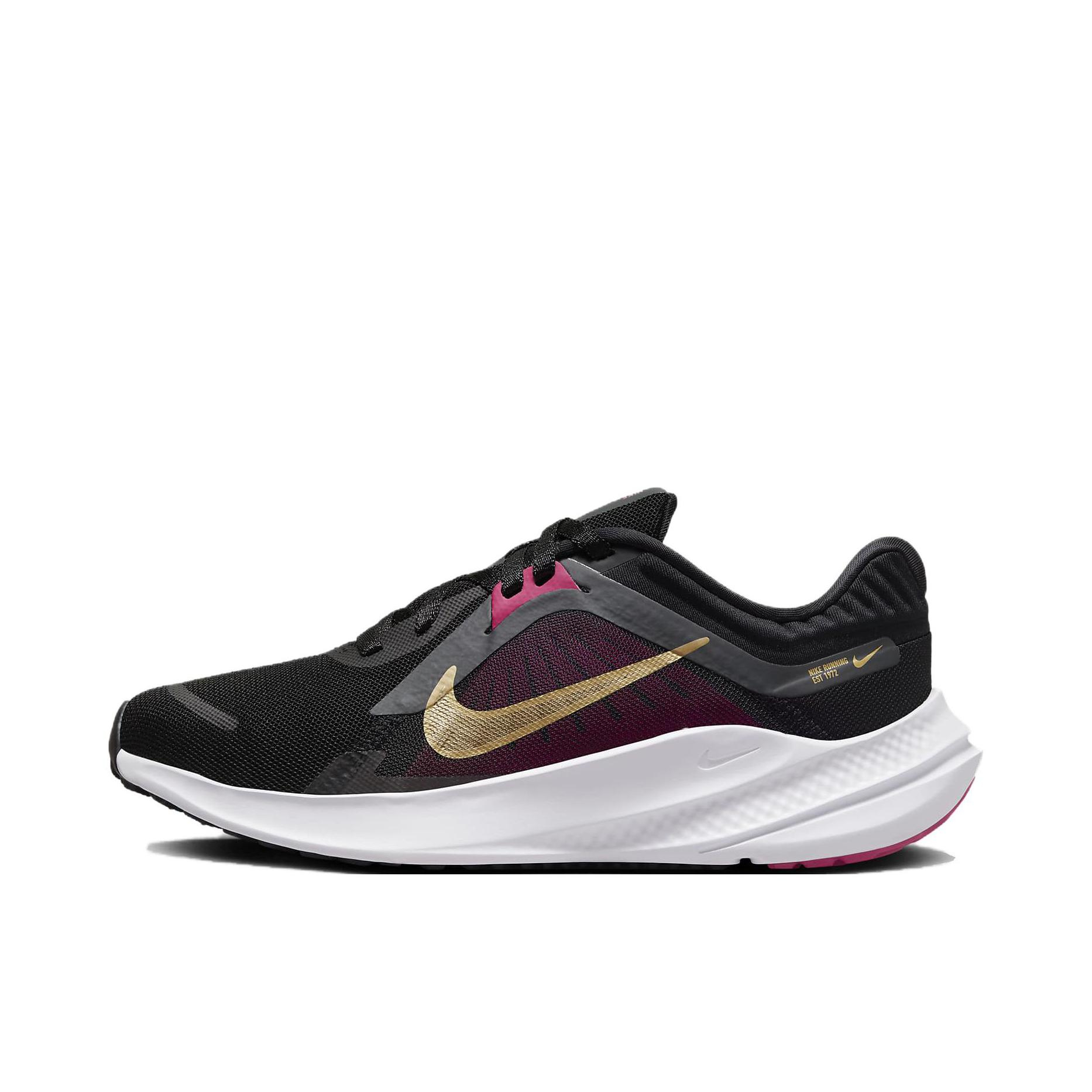 推荐商品：Nike Quest 5 跑鞋 缓震防滑耐磨支撑轻便透气轻质运动训练 女款/黑/红色