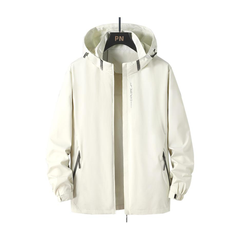 推荐商品：novamen 防风防水透气机能风合身长袖冲锋衣 HZ-681 米白