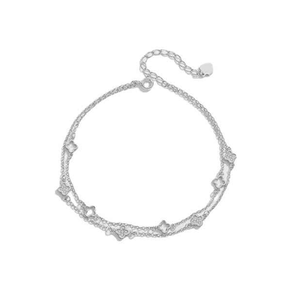 推荐商品：VANA 双层四叶草S925银脚链 AL027