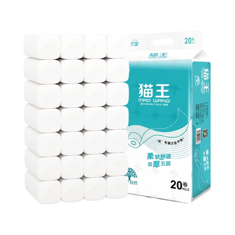 推荐商品：MAO WANG/猫王 “纸”有猫王在乎你系列 加厚5层 无芯卷纸 家用妇婴中卷
