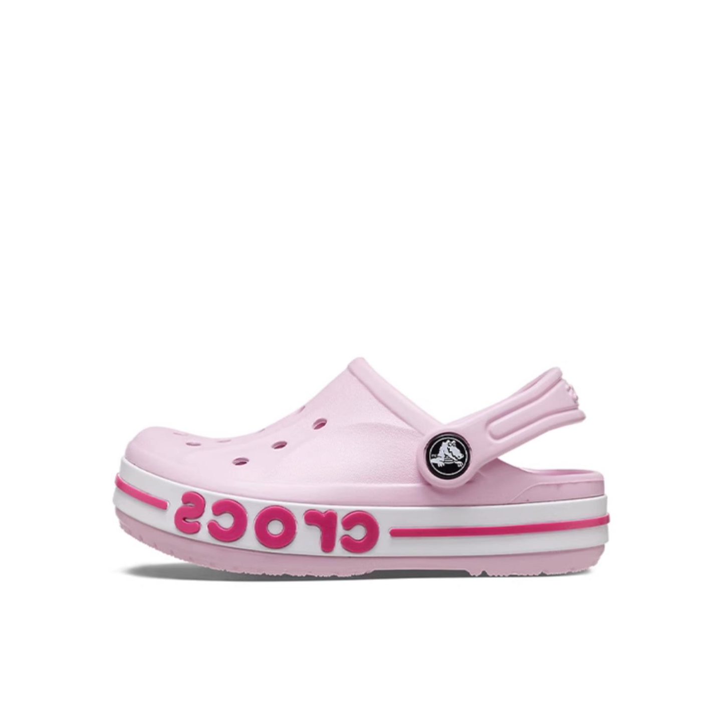 推荐商品：Crocs/卡骆驰 Bayband CLOG 贝雅卡骆班 花边 套脚 圆头 包头沙滩 减震回弹 防滑耐磨 舒适透气 休闲百搭 洞洞鞋 凉鞋儿童 小童/粉色