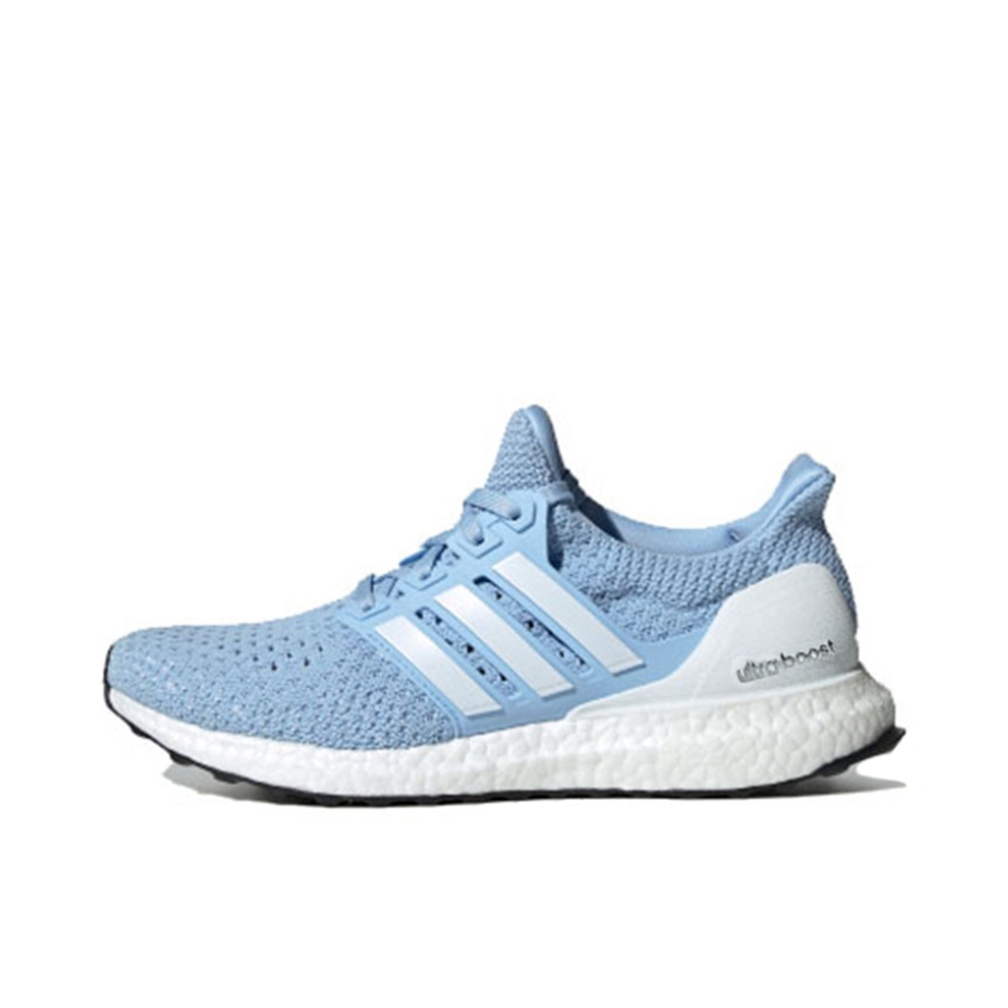 推荐商品：adidas UltraBoost 4.0 跑鞋 经典缓震透气防滑耐磨织物支撑抗扭转长跑轻运动圆头 Glow Blue/Ftwr White/Core Black 女款/浅蓝白/清风