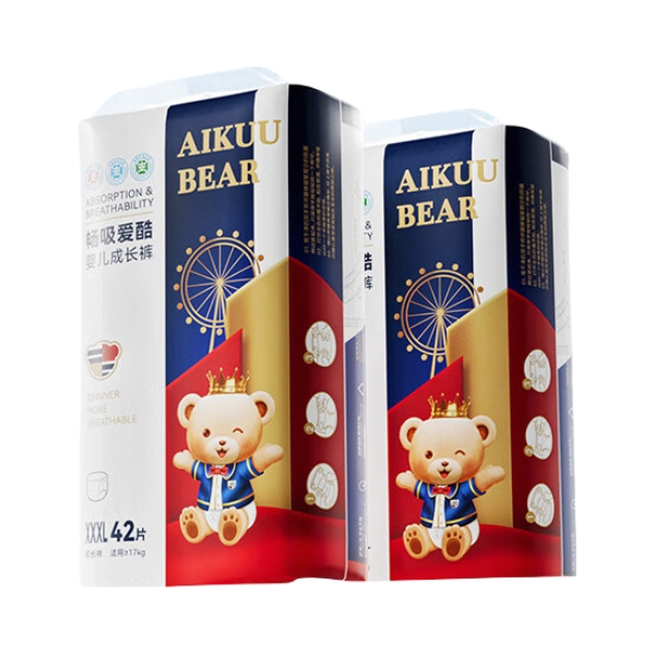 推荐商品：爱酷熊 干爽畅吸新生婴儿医护级半包拉拉裤XXXL码 尿不湿超薄透气医护级医护级认证全包臀