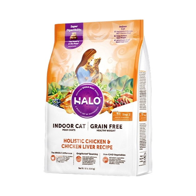 推荐商品:HALO/自然光环 健美系列全价成猫鸡肉味 膨化猫粮 护肤美毛促消化营养均衡