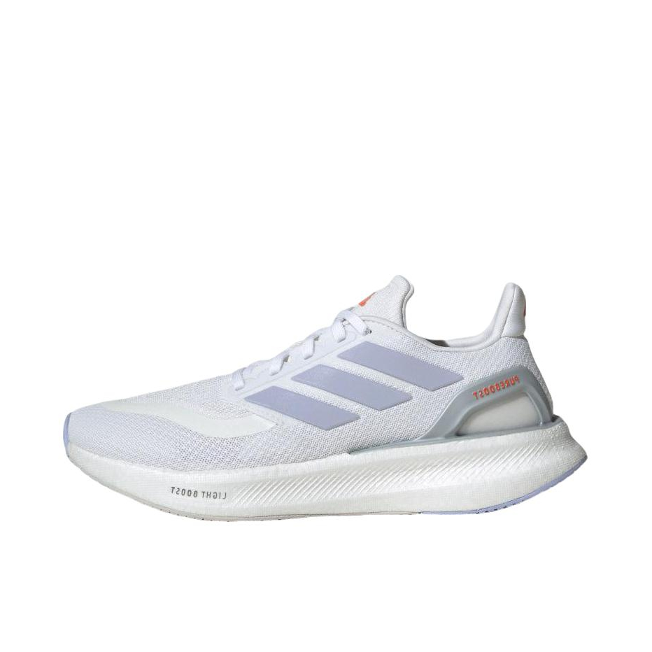 推荐商品：adidas PUREBOOST 5 跑鞋 舒适缓震防滑耐磨回弹轻便短跑网布支撑随心畅跑 女款/白色/浅紫/浅灰