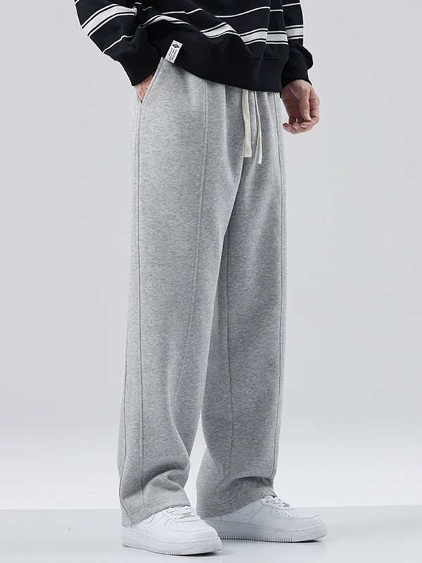 推荐商品：Hansca  美式直筒宽松阔腿加绒运动长裤 HMS3233 花灰