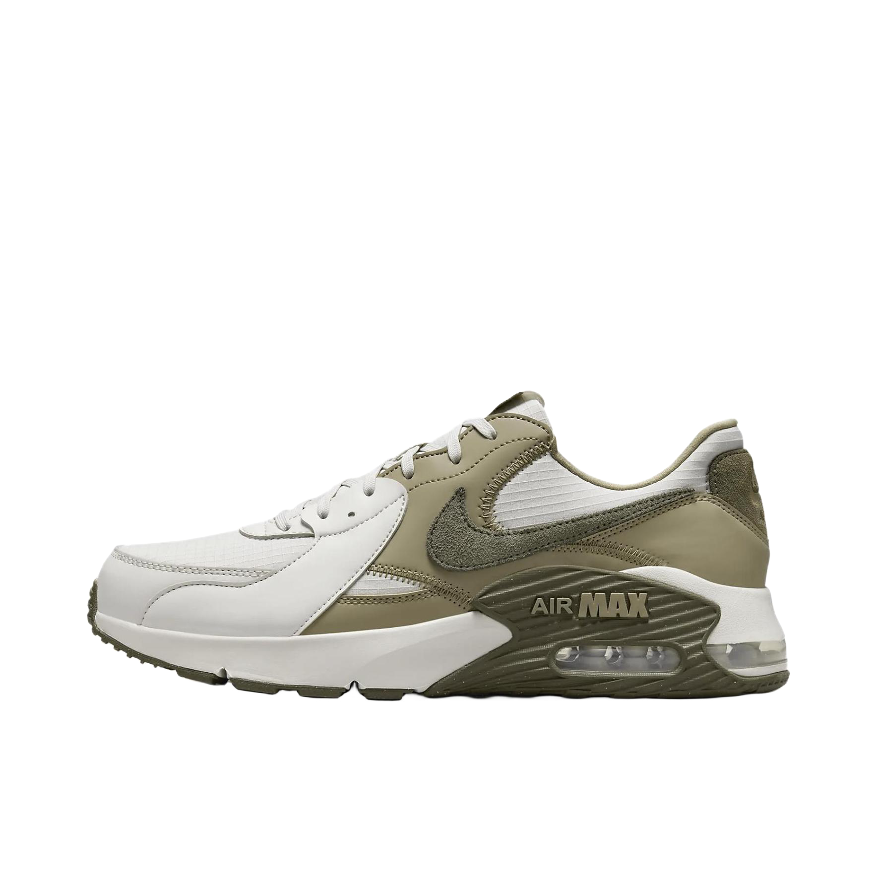 推荐商品：Nike Air Max Excee 跑鞋 防滑耐磨舒适缓震网面透气气垫复古支撑织物合成革圆头贴合抓地 米色/军绿色  