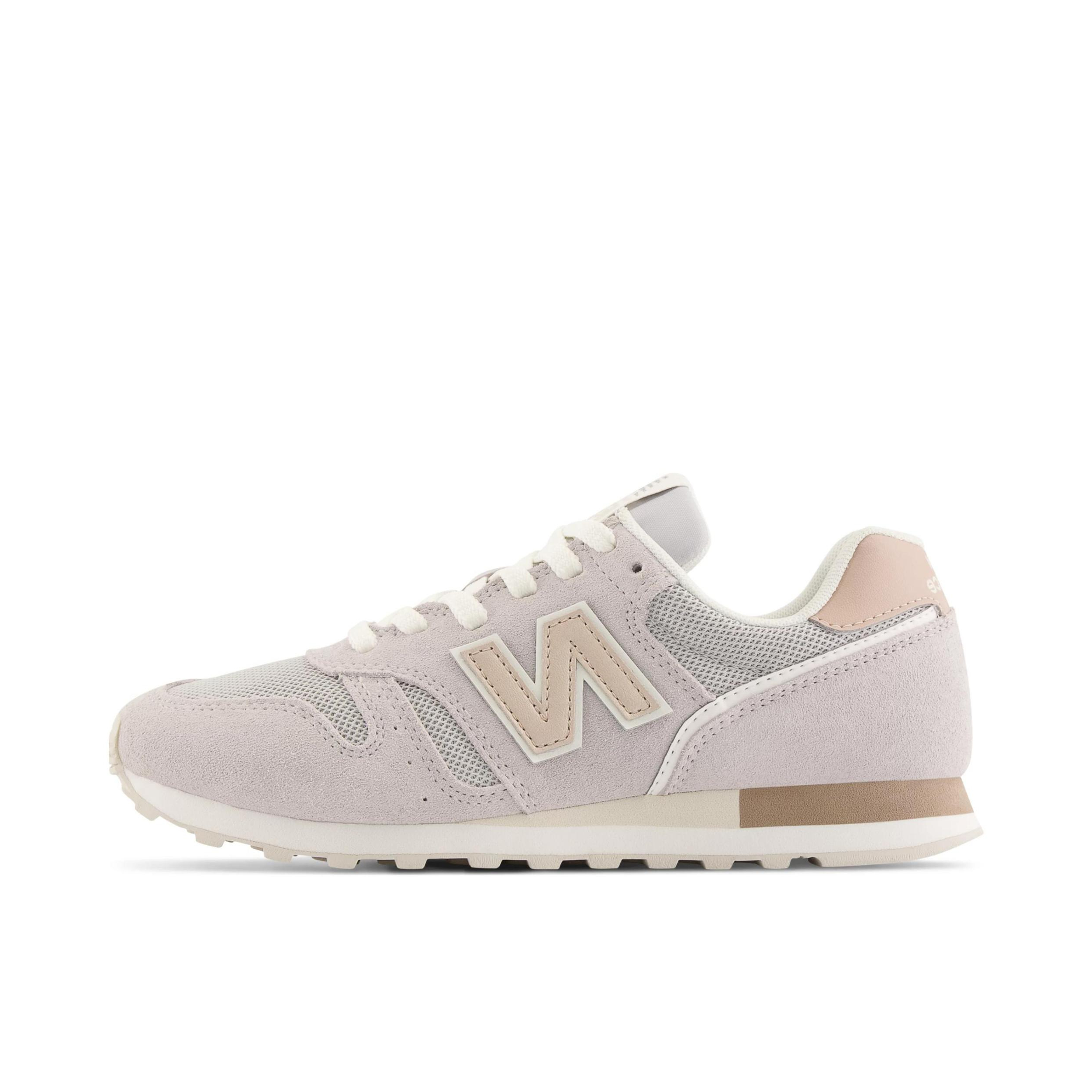 推荐商品：New Balance 373 织物 经典复古 百搭简约 网布 减震 舒适透气 防滑耐磨 低帮 合成革 马拉松 轻便缓震 运动休闲鞋 女款/灰色/米白