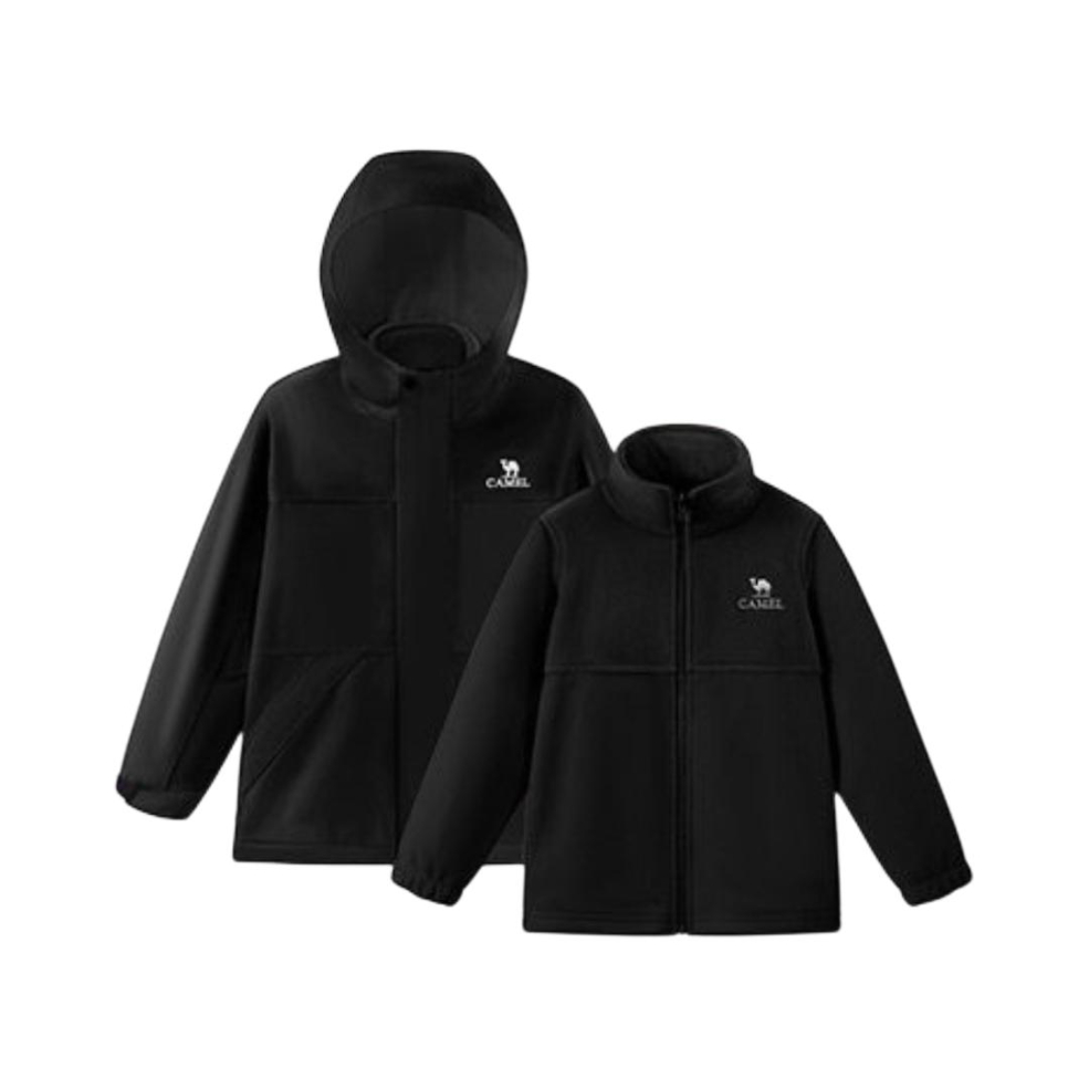 推荐商品：Camel/骆驼童装 防风防水三合一冲锋衣 中大童 D64CAS0625C5 幻影黑