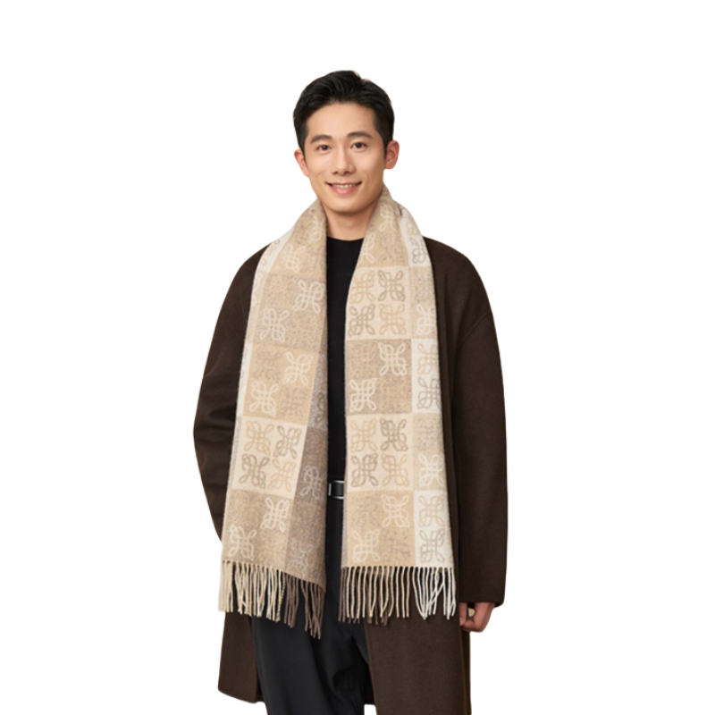 推荐商品：上海故事 2025AW绵羊毛提花保暖围巾 NW2421401