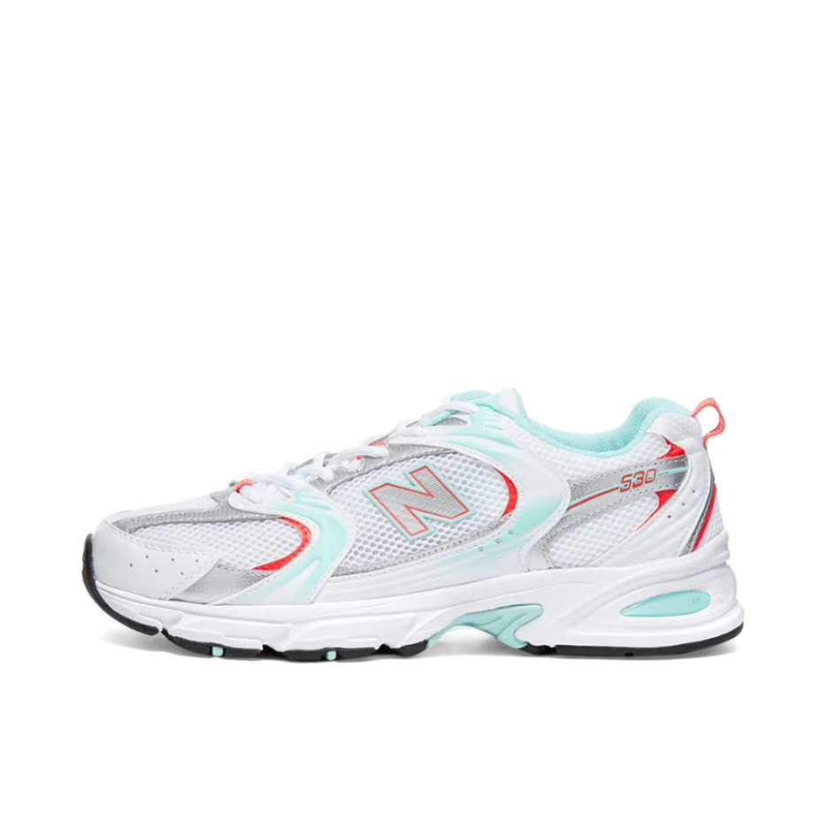 推荐商品：New Balance MR530 跑鞋 圆头经典拼接复古缓震防滑耐磨网面透气支撑 白色/红色/浅蓝