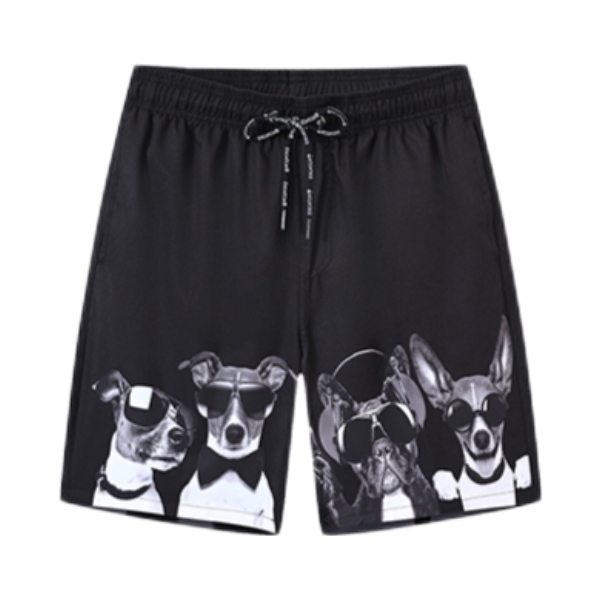 推荐商品：ESCATCH 海边可下水速干透气防尴尬平角泳裤 ES7A 升级弹力款/黑特工狗