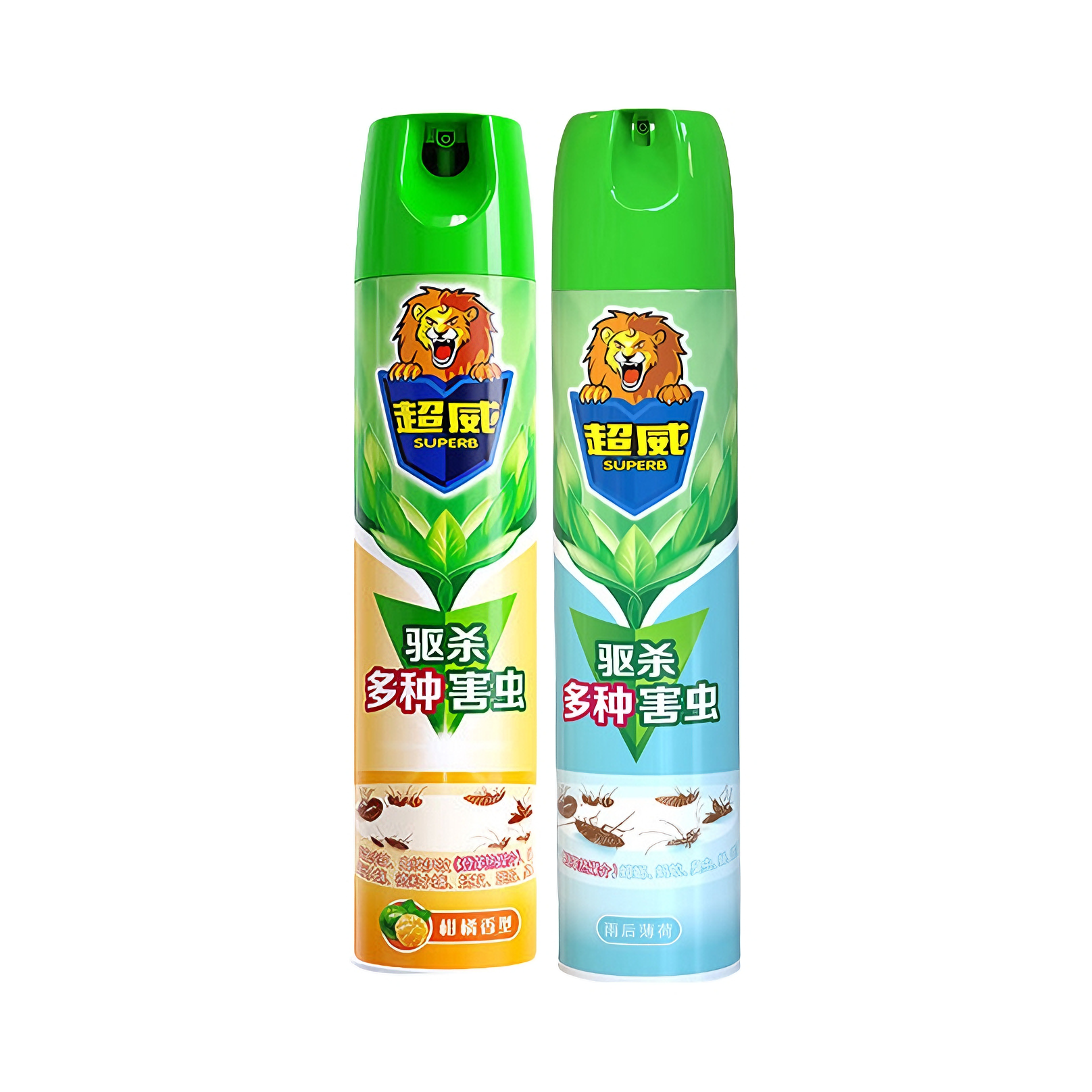 超威 杀虫喷雾 多香型组合装 苍蝇蟑螂蟑螂跳蚤药杀蚊子家用 薄荷500ml+柑橘500ml