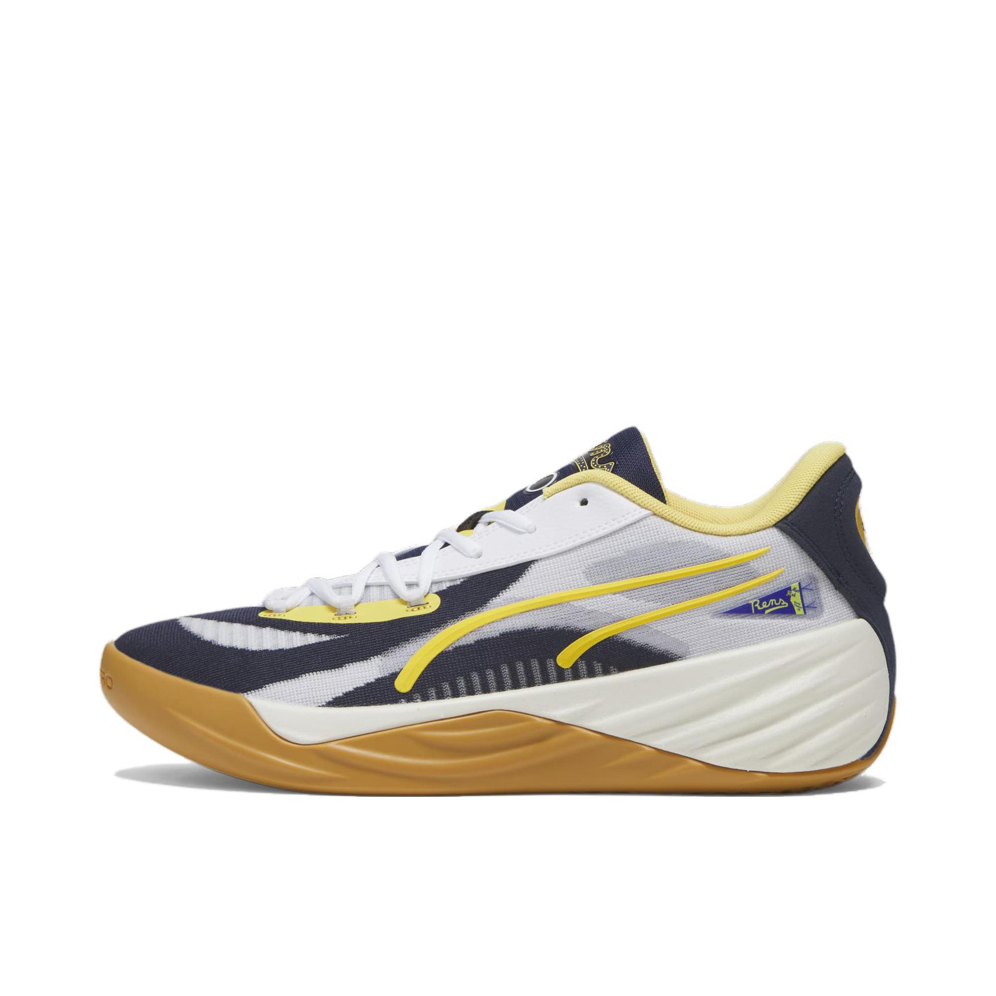 推荐商品：Puma/彪马 All Pro Nitro 哈利伯顿 舒适稳定 缓震回弹 抗扭 防滑耐磨 篮球鞋 BLACK FIVES联名/白色/蓝色/黄色