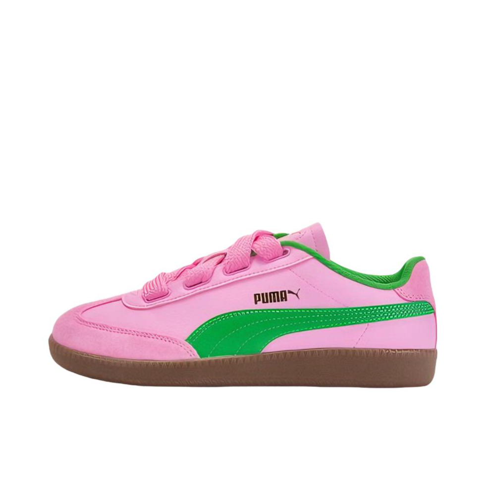 推荐商品：Puma/彪马 9-T WIDE LACE 运动休闲鞋 复古拼接薄底 女款/喜悦粉/绿色/金色