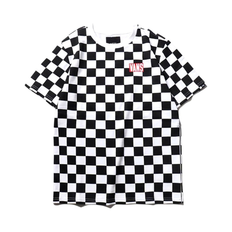 Vans 休闲棋盘格印花T恤 男女同款 VN0A4MLUJ0Z