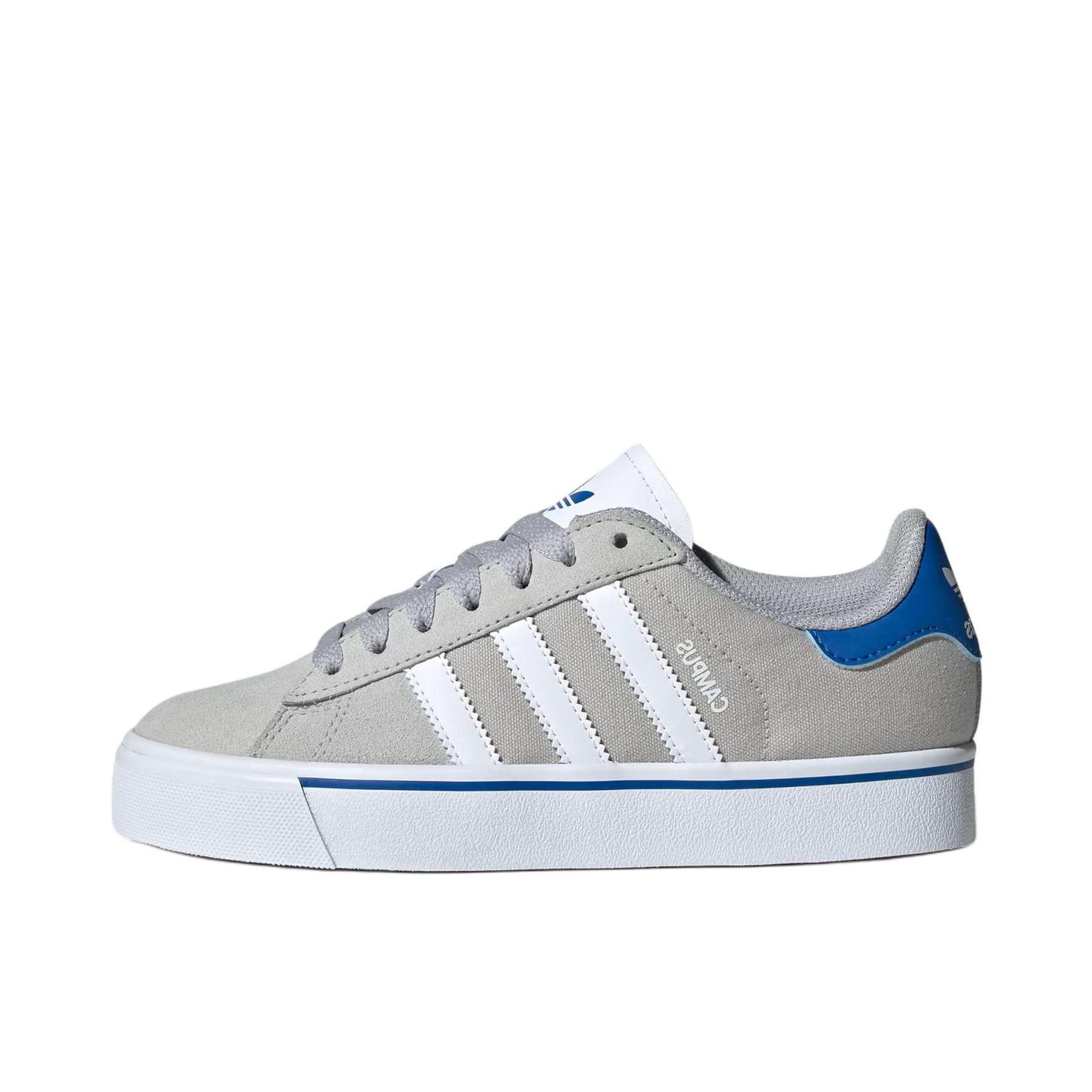推荐商品：adidas Originals Campus Vulc 防滑 低帮 圆头 系带 板鞋 GS/灰色/云白色/蓝色