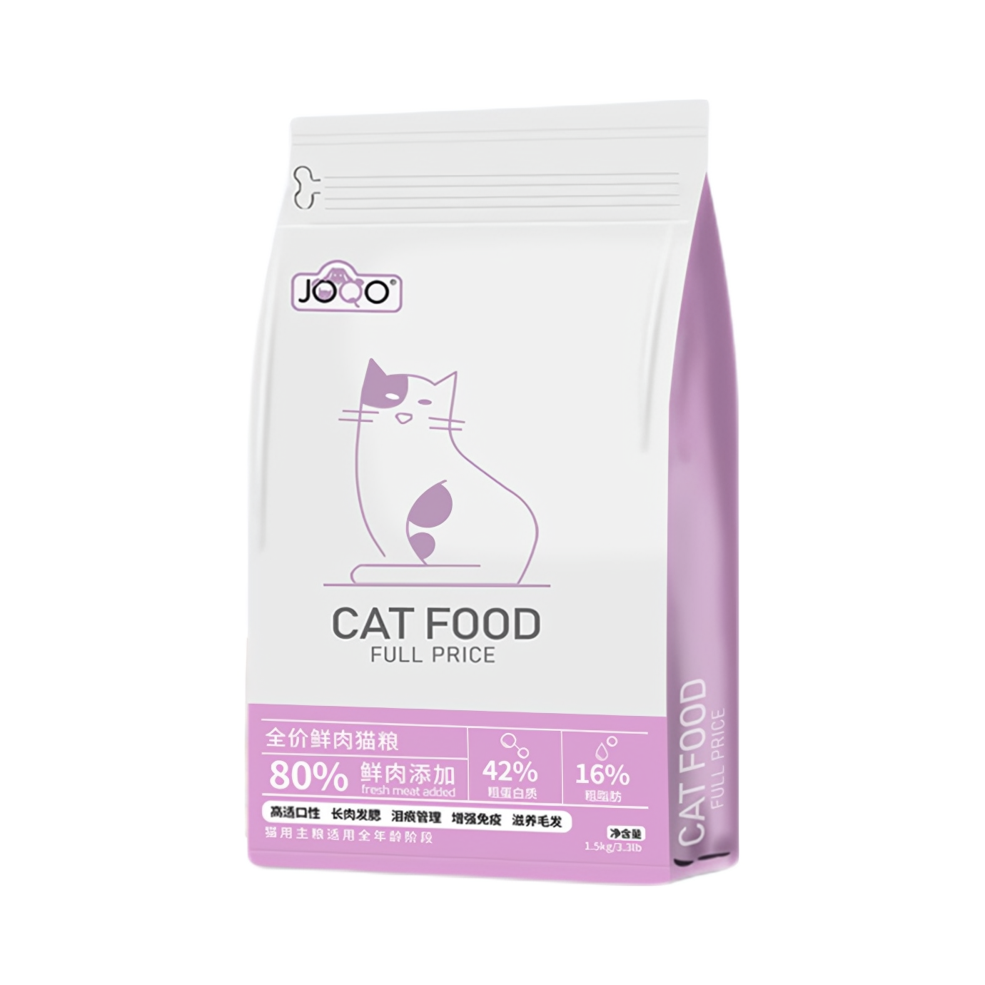 推荐商品：JOQO 猫咪鲜肉味全阶段猫粮美毛护肤