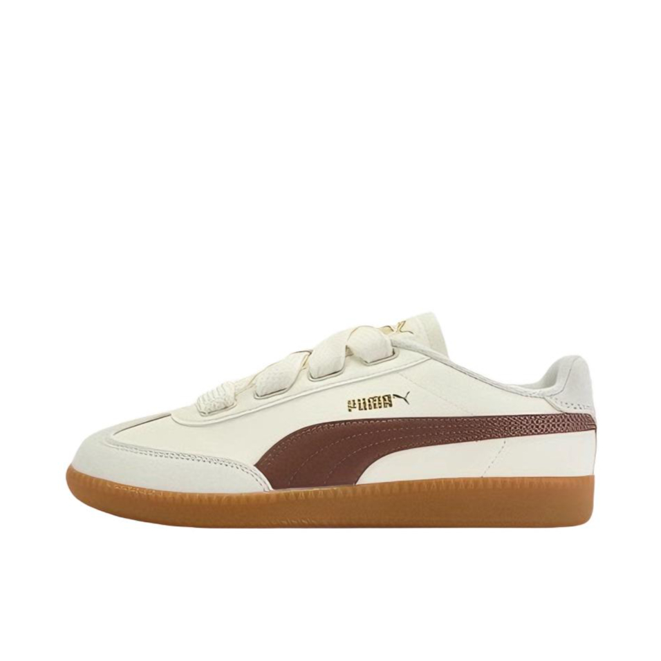 推荐商品：Puma/彪马 9-T WIDE LACE 运动休闲鞋 复古拼接薄底 女款/米白色/棕色/金色