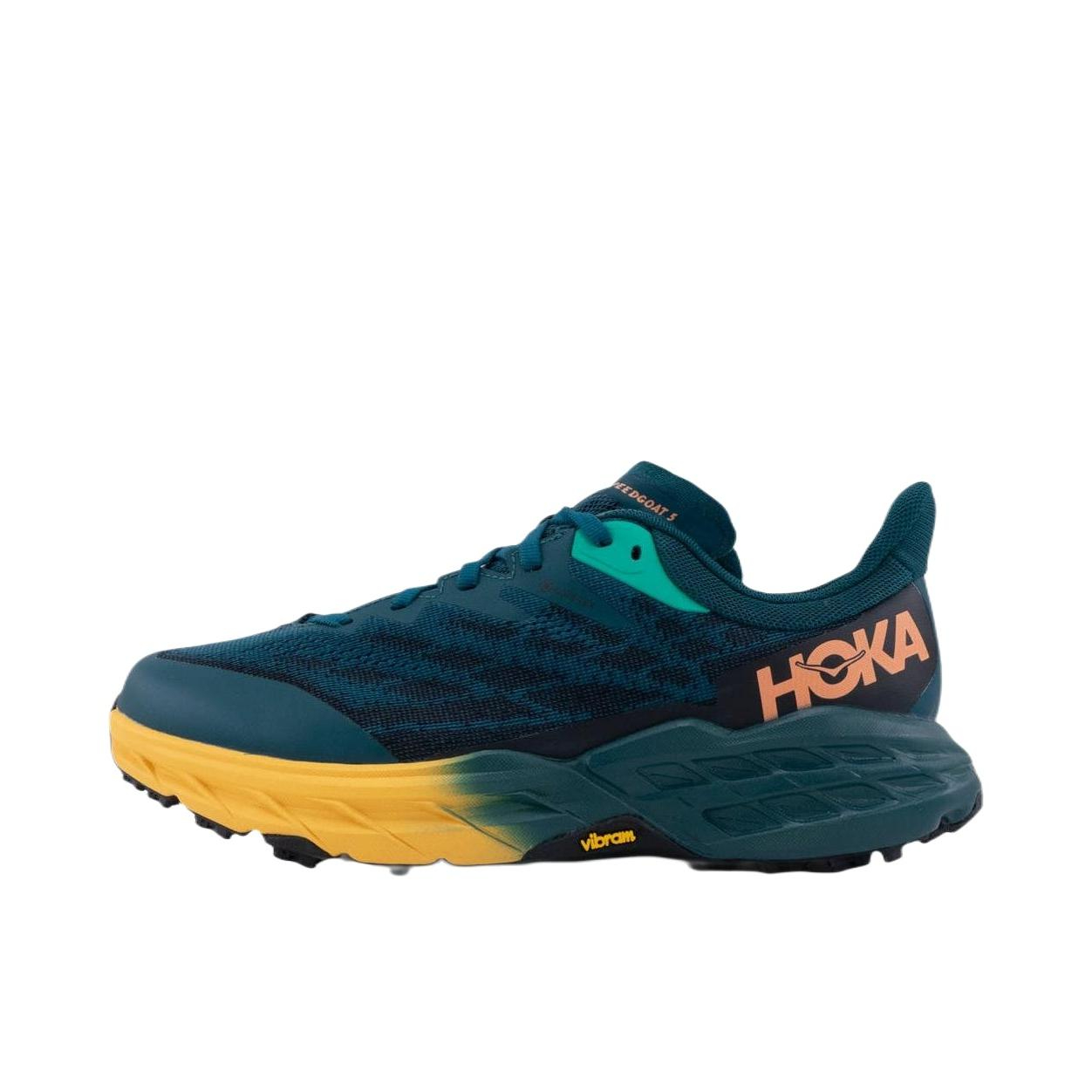 推荐商品：HOKA ONE ONE Speedgoat 5 飞速羚羊5 减震回弹 越野 支撑 网面织物 合成革 跑鞋 深绿色/黄色