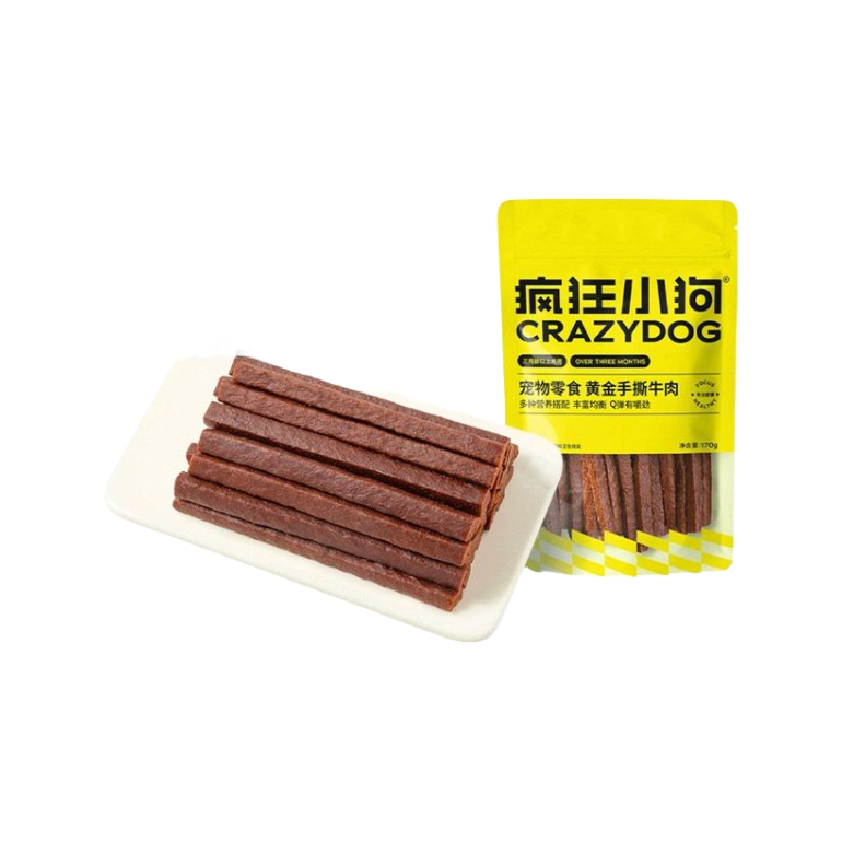 推荐商品：疯狂小狗 黄金手撕牛肉条狗零食训狗奖励补钙