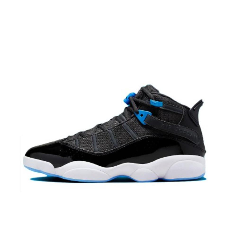 推荐商品：Air Jordan 6 Rings 六冠王 篮球鞋 zoom air缓震透气耐磨复古潮流百搭防滑包裹性 黑色/蓝色