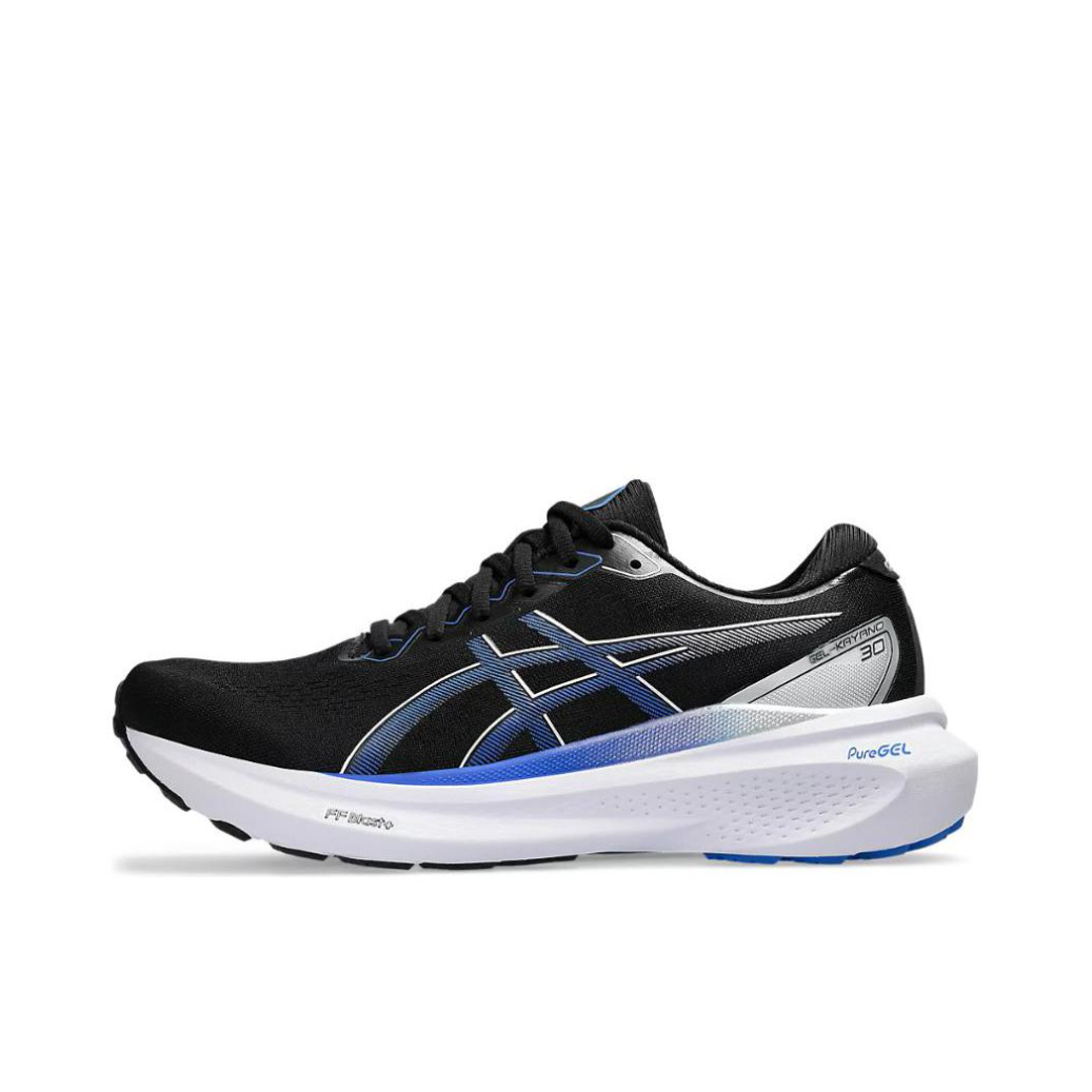 推荐商品：Asics/亚瑟士 Gel-Kayano 30 跑鞋 舒适透气轻便稳定足弓支撑防滑耐磨缓震轻量回弹慢跑圆头 黑色/白色/蓝色