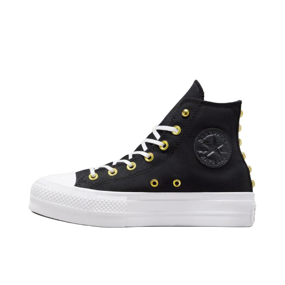 Converse/匡威 Chuck Taylor All Star Lift 帆布鞋 简约复古经典防滑耐磨舒适厚底圆头甜酷贴合松糕底流光风 黑色/白色/黄色