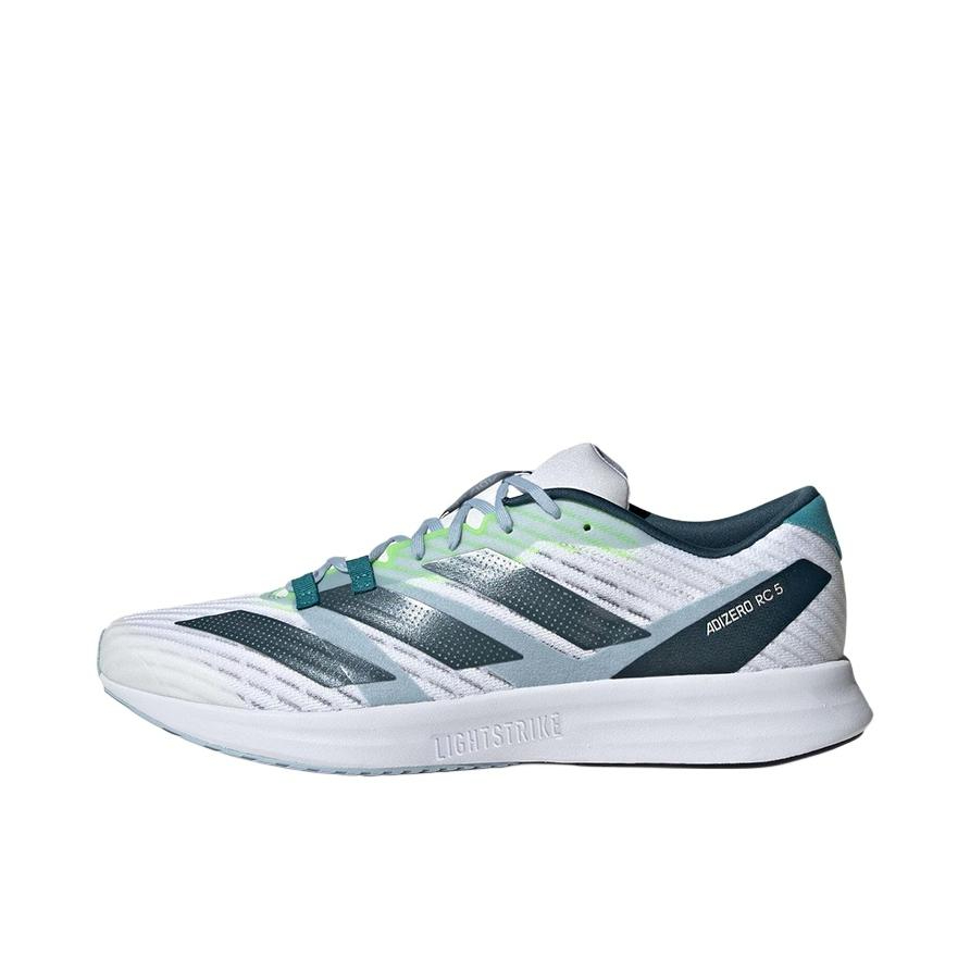 推荐商品：adidas Adizero RC 5 减震 轻便 织物 碳板 网布 跑鞋 白色/深蓝色