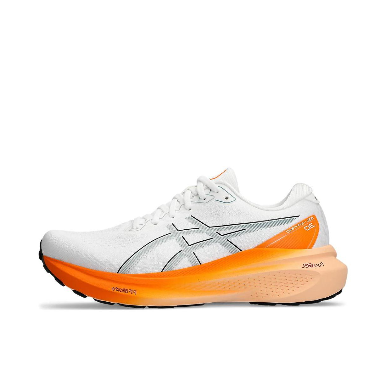 推荐商品：Asics/亚瑟士 Gel-Kayano 30 跑鞋 舒适透气轻便稳定足弓支撑防滑耐磨缓震轻量回弹慢跑圆头 白色/橙色