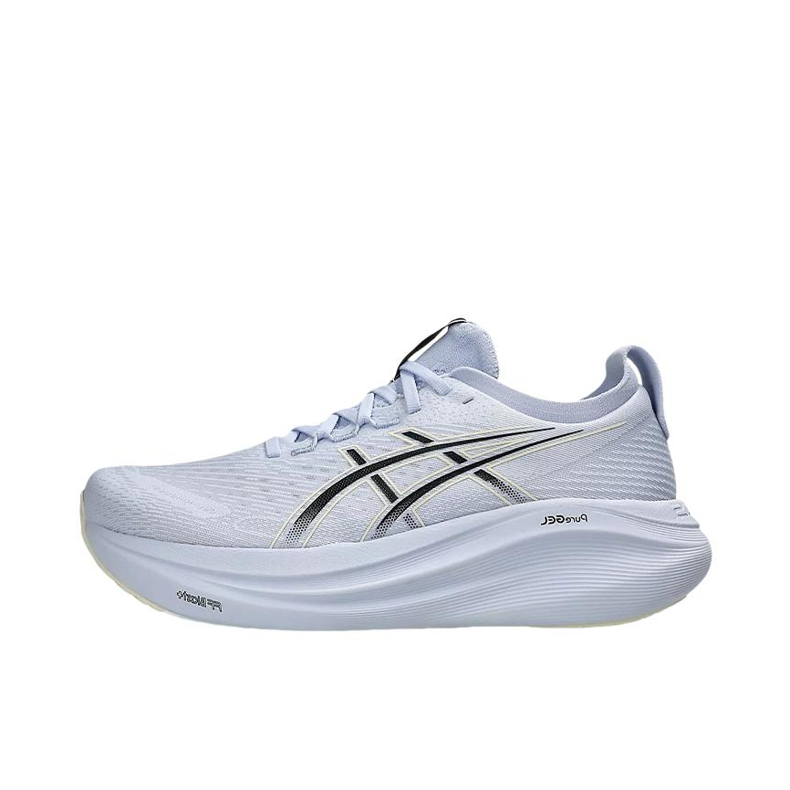 推荐商品：Asics/亚瑟士 Gel-Nimbus 27 跑鞋 防滑耐磨缓震轻量回弹舒适轻便支撑夜跑 灰白色