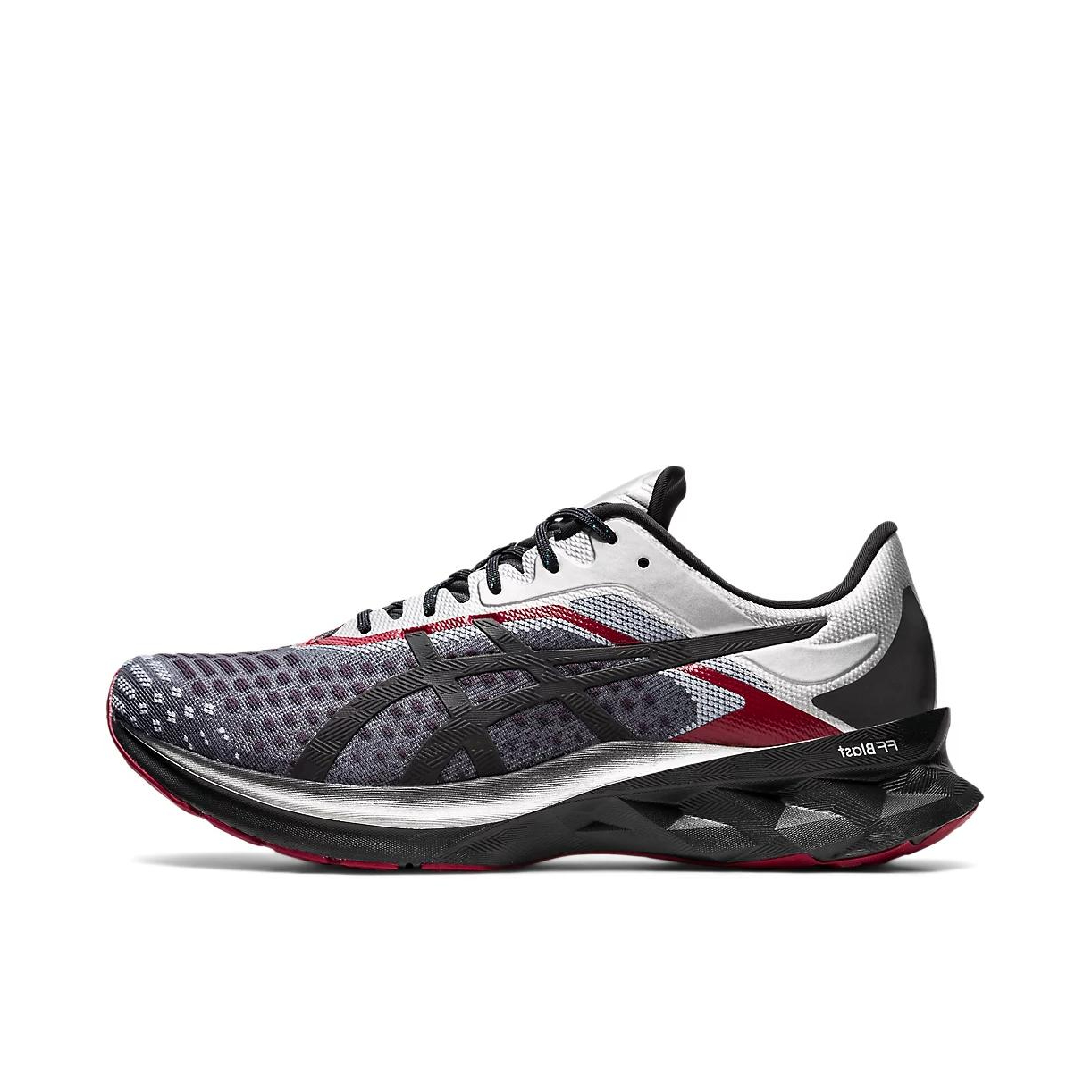 推荐商品：Asics/亚瑟士 Novablast 跑鞋 防滑耐磨舒适透气轻量回弹百搭复古织物支撑 Slam Jam联名/灰色/白色/红色