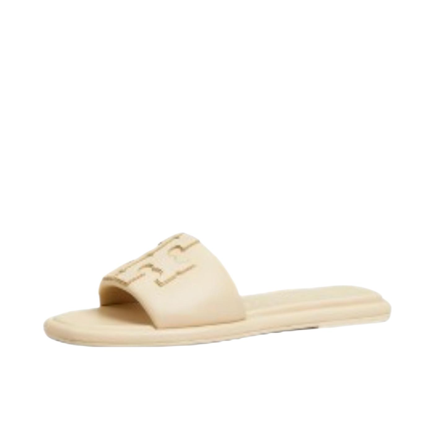 推荐商品：TORY BURCH 简约休闲 百搭时尚 舒适 一字 牛皮革 平底 拖鞋 50109-101 米白色