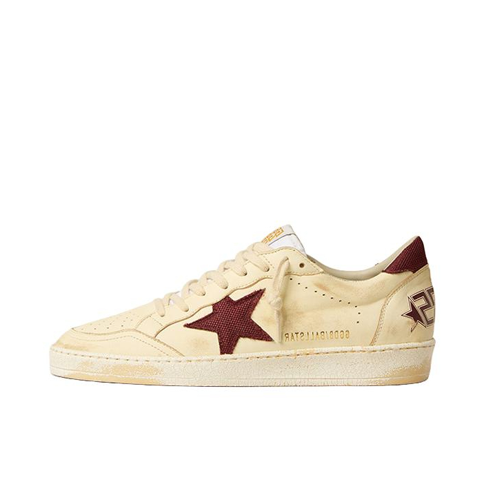 推荐商品：【易烊千玺同款】Golden Goose Ball Star 休闲百搭 时尚简约 舒适轻便 防滑耐磨 脏脏鞋 板鞋 星星鞋 G33MS592M6 米色/酒红色