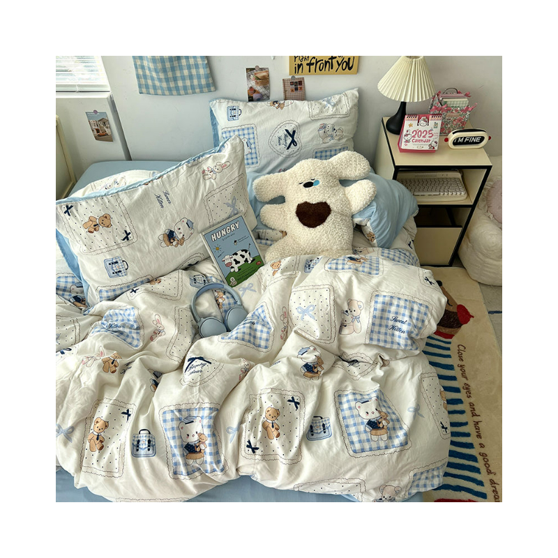 推荐商品：曼曼熊 卡通动漫系列 水洗棉四件套学生宿舍被单枕套被套