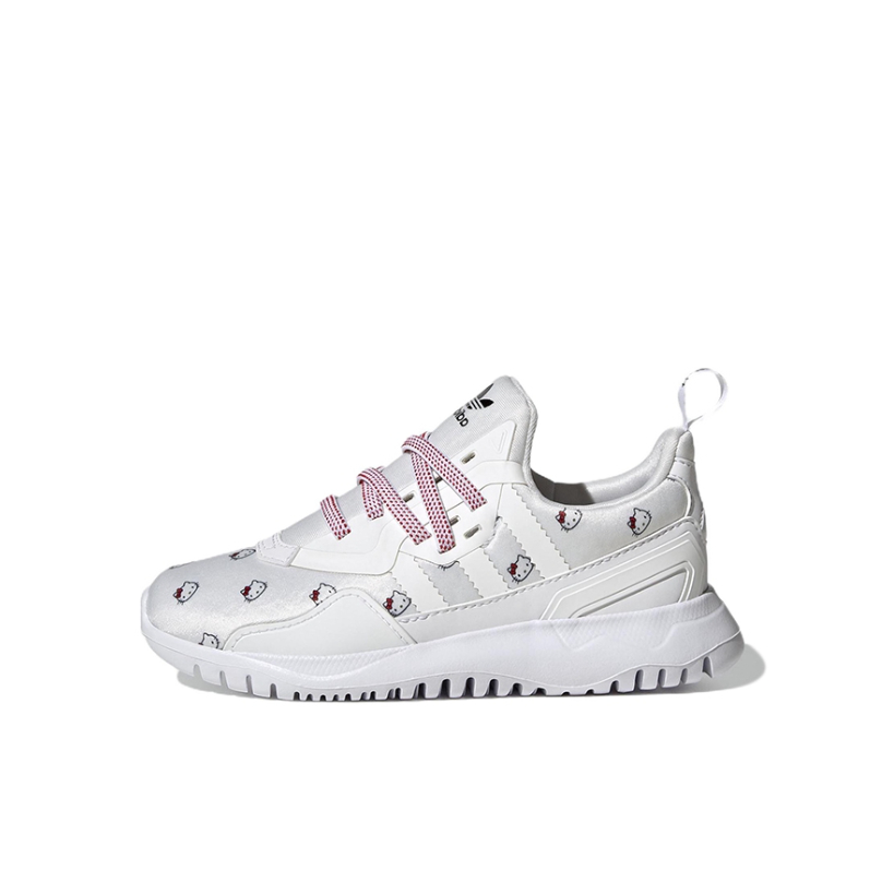 推荐商品：adidas Originals Flex 休闲 防滑耐磨 减震 舒适 透气 运动鞋儿童 小童/Hello Kitty联名/白色/粉色