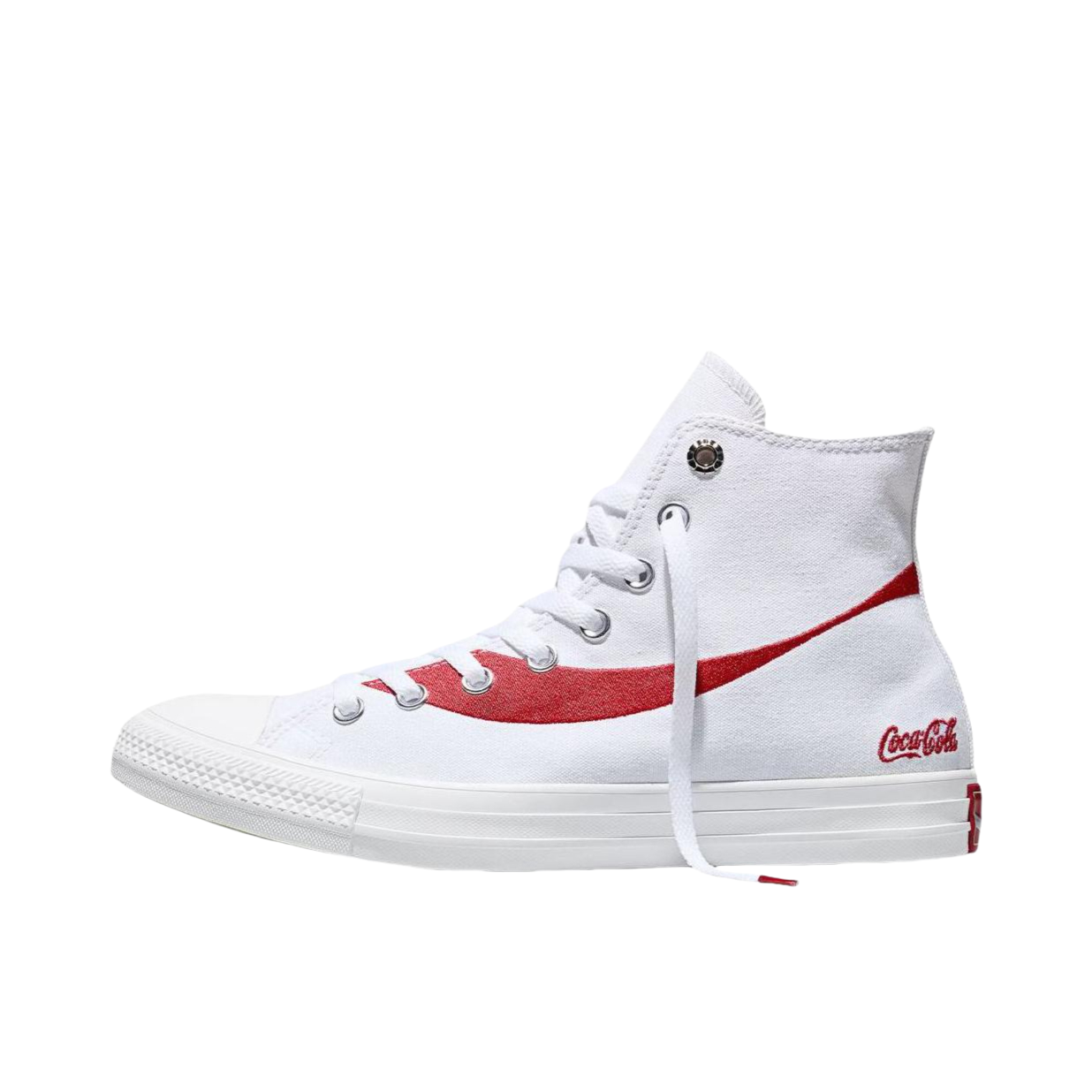 推荐商品：Converse/匡威 Chuck Taylor All Star 帆布鞋 常青款轻便防滑耐磨百搭复古圆头减震贴合高帮 Coca-Cola/可口可乐联名/白色 