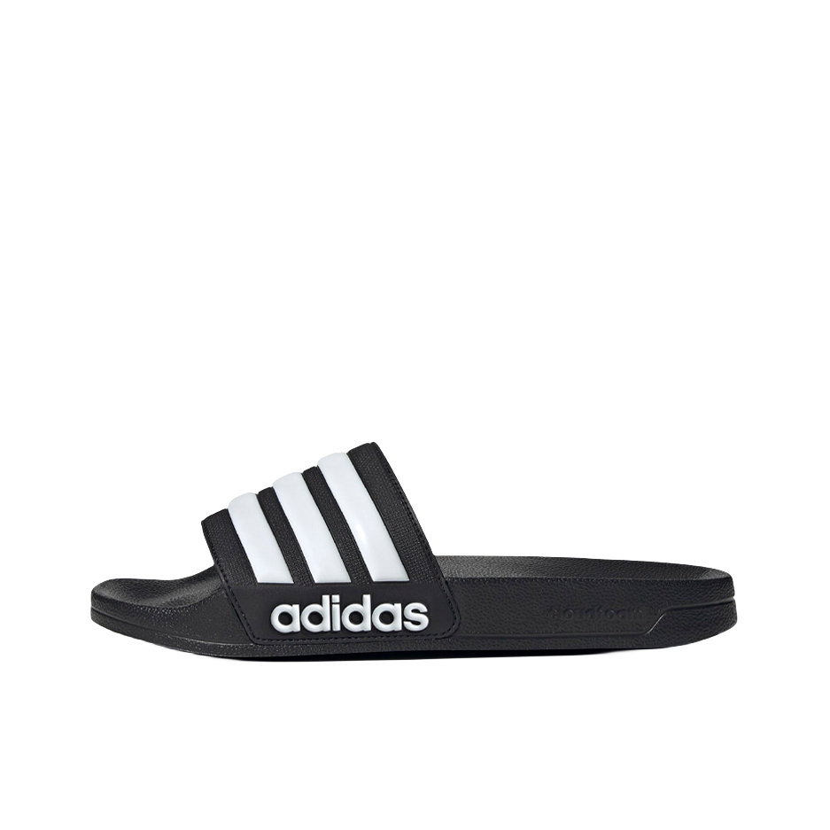 推荐商品：adidas Adilette Shower 防滑耐磨 轻便透气 一字 外穿 运动 拖鞋 条纹/白色/黑色