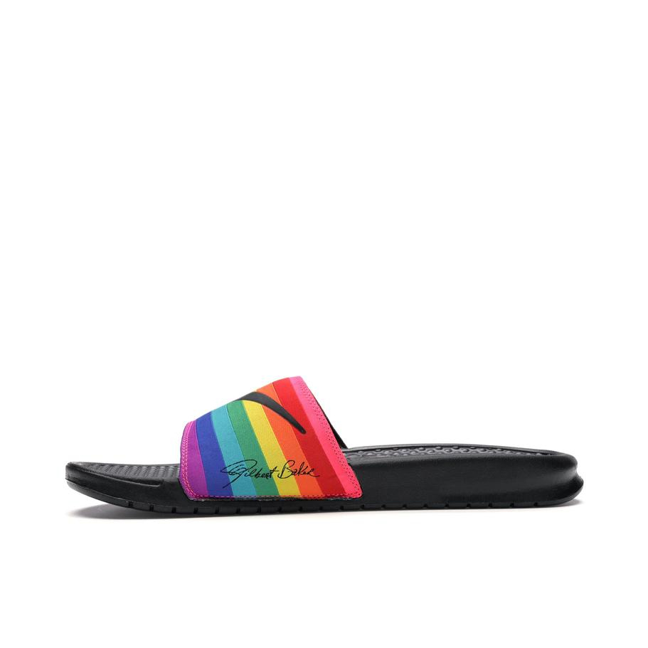 推荐商品：Nike Benassi Jdi 一字 橡胶底 外穿 防滑轻便 透气 运动 户外 厚底 拖鞋 Be True 彩虹/BeTrue/2019