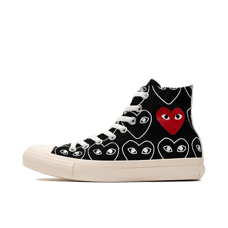 推荐商品：Converse/匡威 Chuck Taylor All Star 帆布鞋 常青款轻便防滑耐磨百搭复古圆头减震贴合高帮 CDG联名/高帮黑红/爱心满印