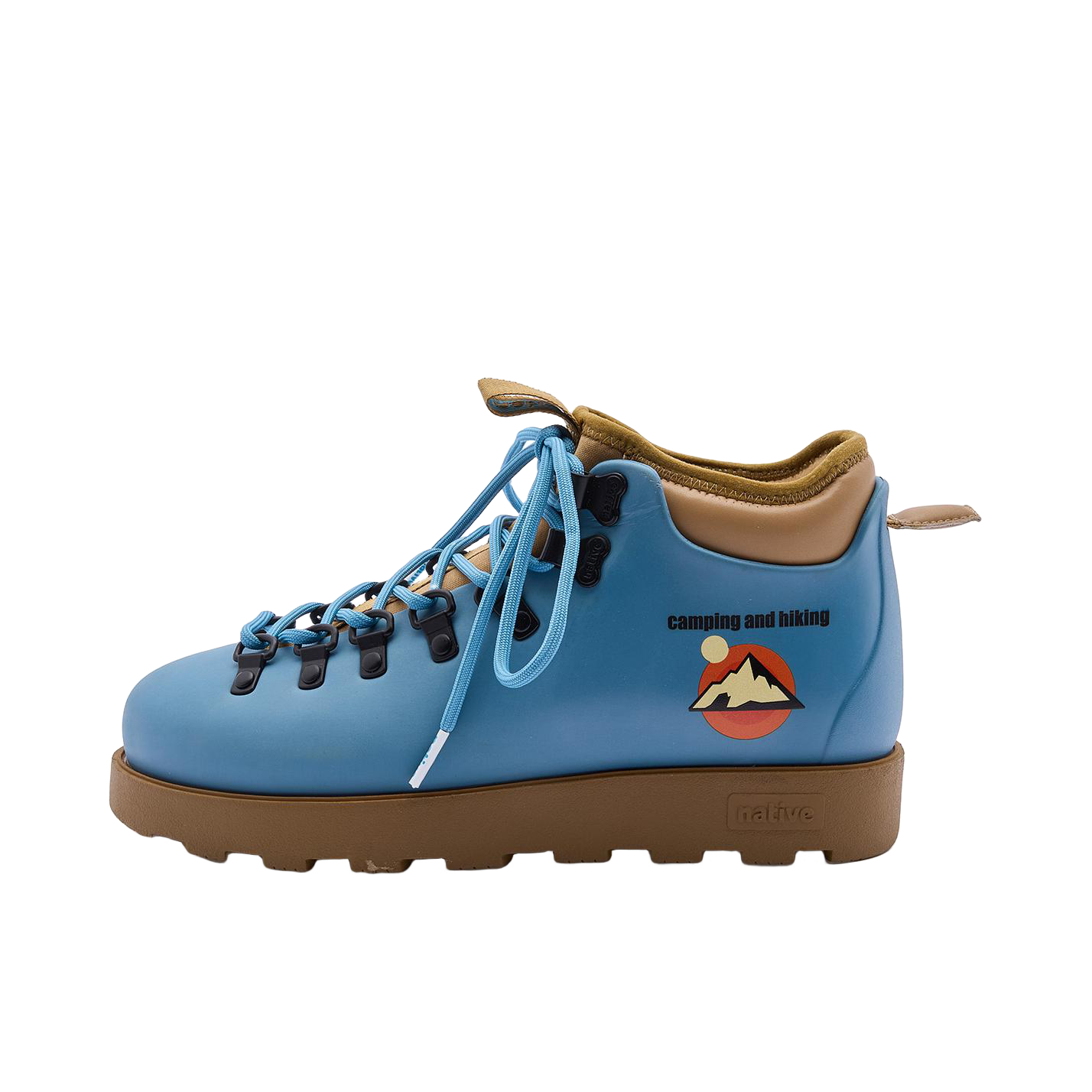 推荐商品：native shoes Fitzsimmons 2.0 保暖 防滑 轻便 时装靴 翠雀蓝/山峰印花/棕色 