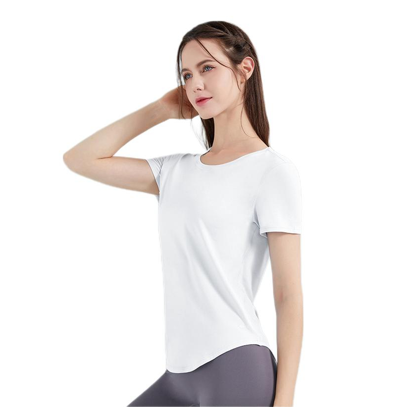 推荐商品：爱暇步 速干圆领纯色短袖瑜伽服 女装 A9083M-1 白