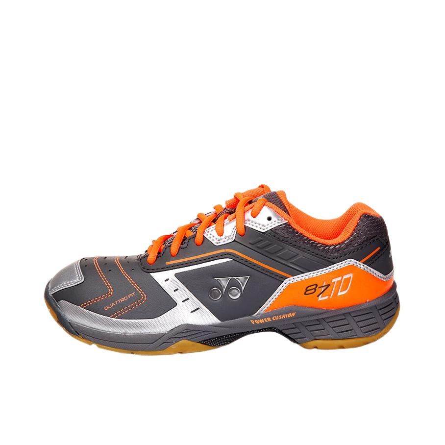 推荐商品：YONEX/尤尼克斯 Power Cushion 87系列 防滑耐磨 宽楦舒适 羽毛球鞋 黑色/橙色