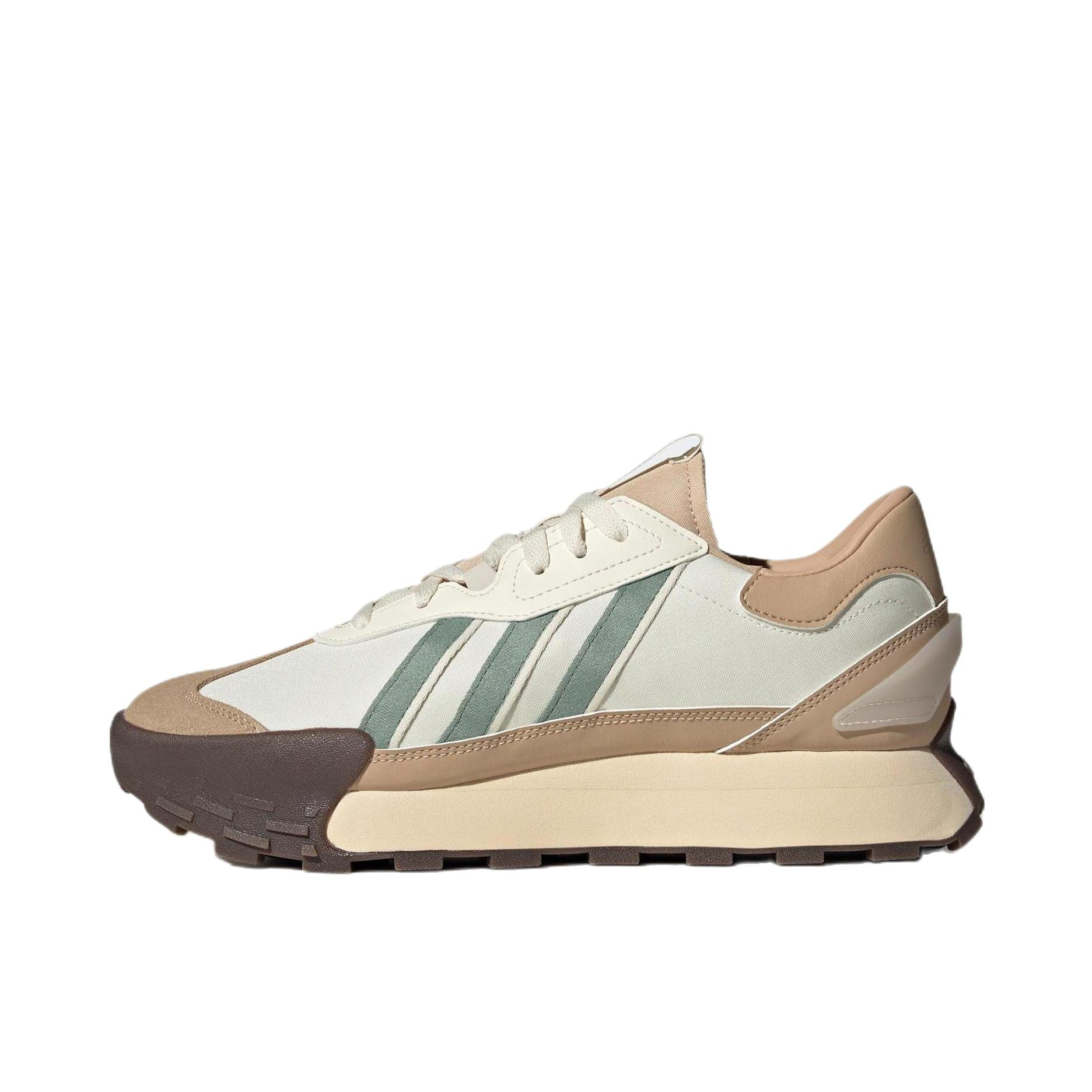 推荐商品：adidas neo Futro Mixr 运动休闲鞋 防滑耐磨轻便舒适增高厚底透气复古织物轻运动 白/卡其棕/绿