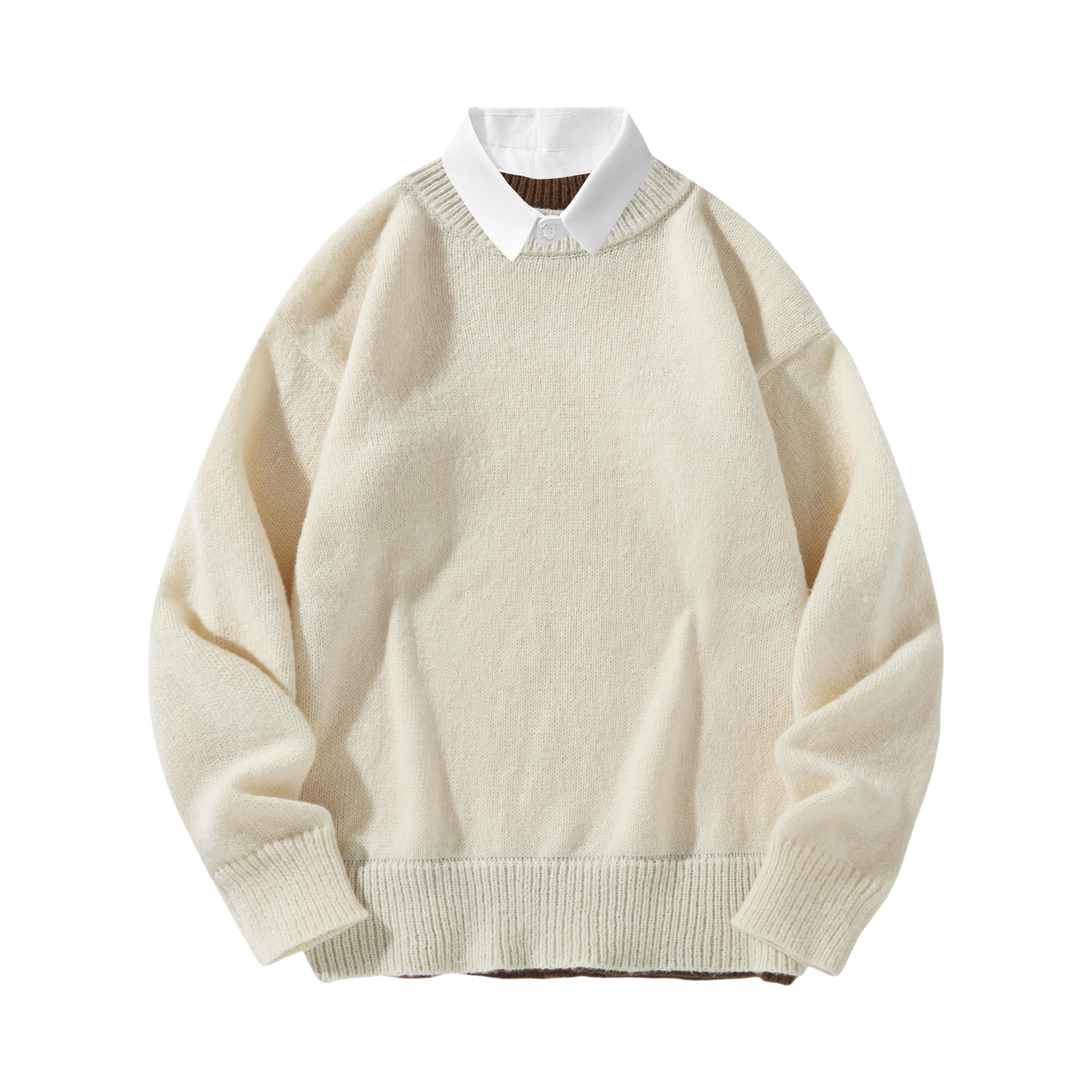 推荐商品：NFWYS 假两件衬衫领套头毛衣 NFHS888B8F001 杏