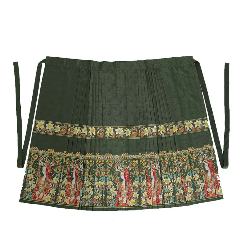 推荐商品：织造司 敦煌系列 秋冬明制飞天连衣织金马面裙汉服 女装 墨绿/马面裙