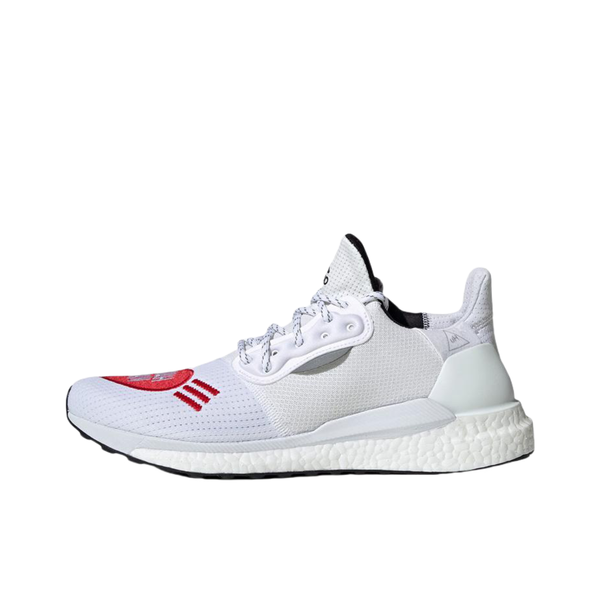 推荐商品：adidas Solar Hu Glide 跑鞋 缓震回弹防滑耐磨透气织物马拉松运动休闲 Love Pharrell x Human Made联名/白红
