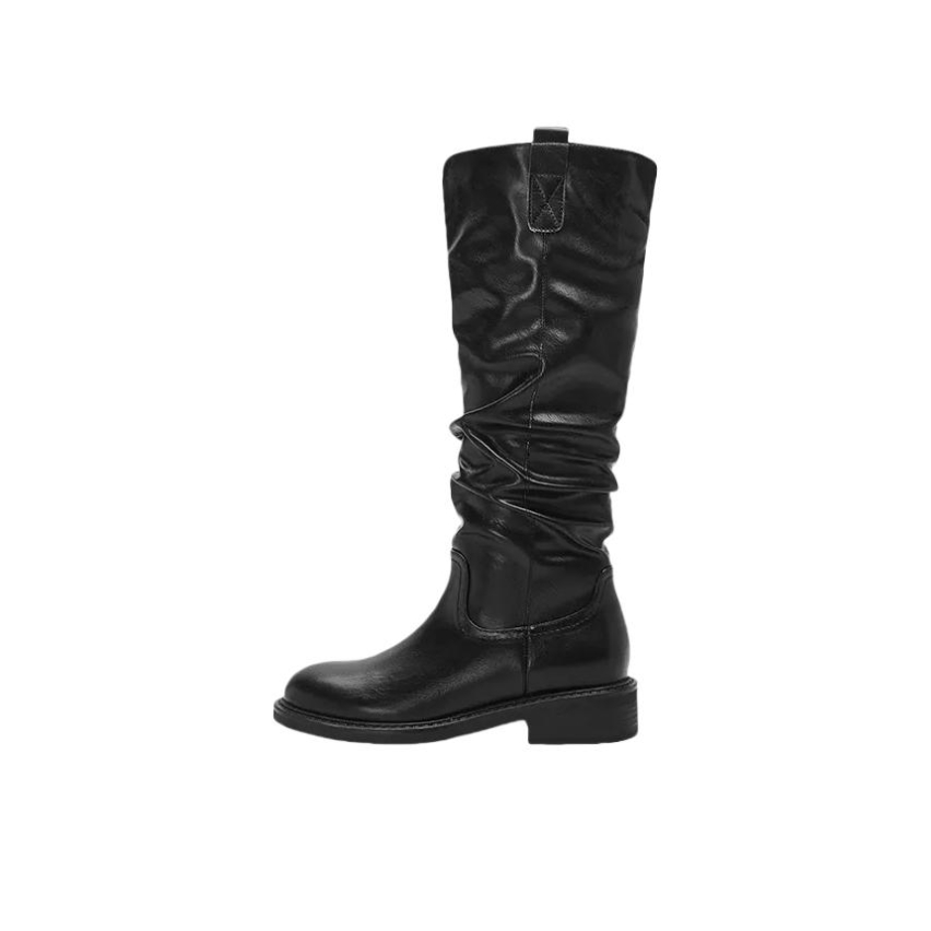 推荐商品：Toomanyshoes 骑士夜曲 时装靴 厚底防滑耐磨圆头 黑色